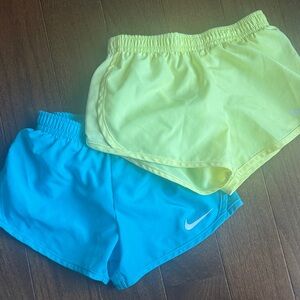 Nike Kids Bright Yellow and Sky Blue Shorts